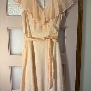 Tommy Hilfiger Peach Ruffle Midi Dress